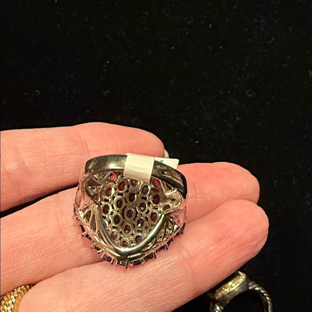 Elegant Purple Amethyst Cluster Sterling Silver Ring - Picture 5 of 11